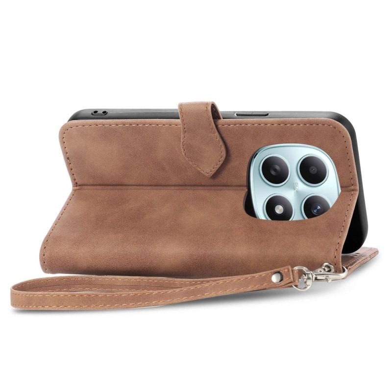 Läderskal Fodral Xiaomi Redmi Note 15 5g Blommig Spetsrem