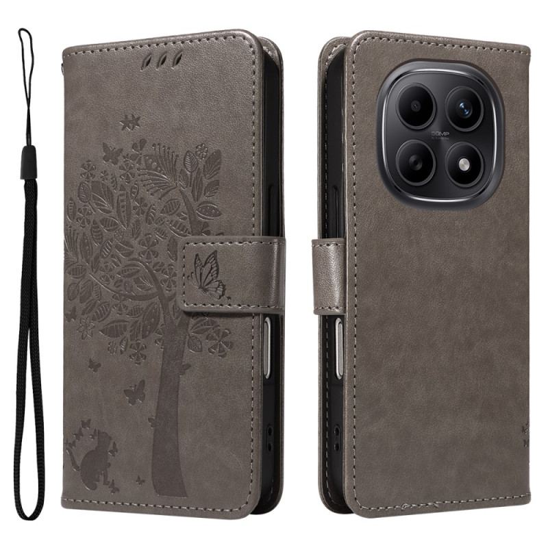 Läderskal Fodral Xiaomi Redmi Note 15 5g Katt- Och Trädmönster