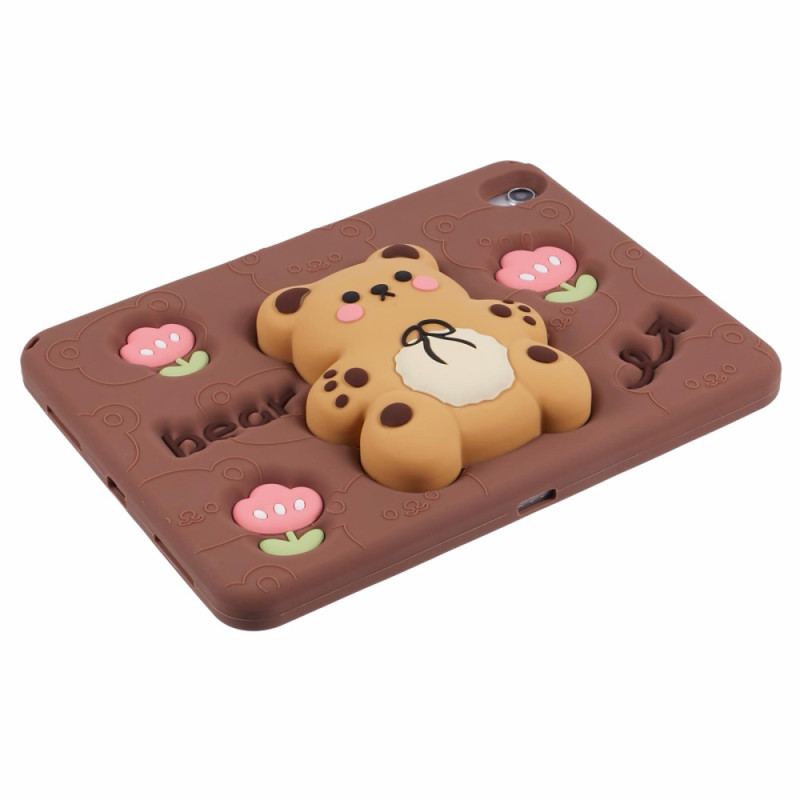 Fodral För iPad (2025) Nallebjörnsställ Och Tulpanmönster