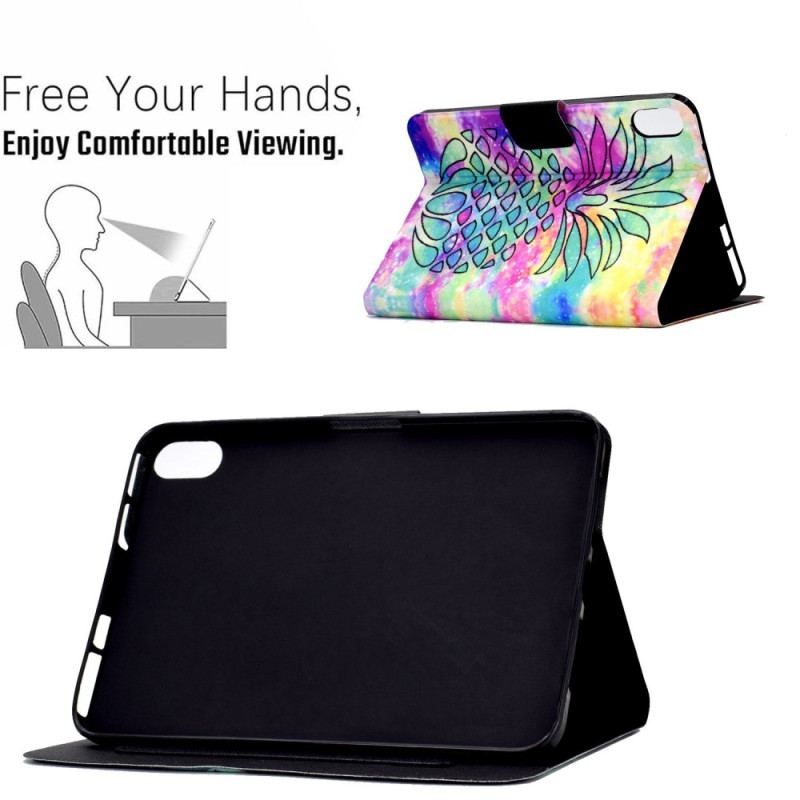Läderskal Fodral iPad (2025) Grafisk Ananas
