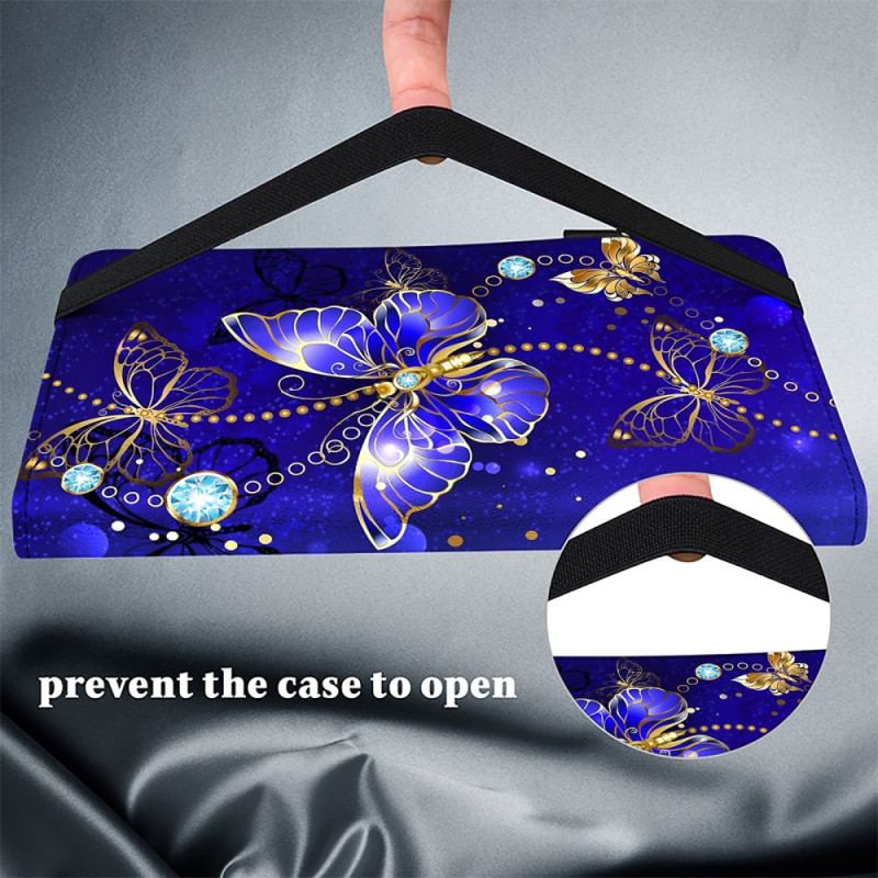 Fodral Xiaomi Pad 7 / 7 Pro Blå Fjärilar Och Diamanter